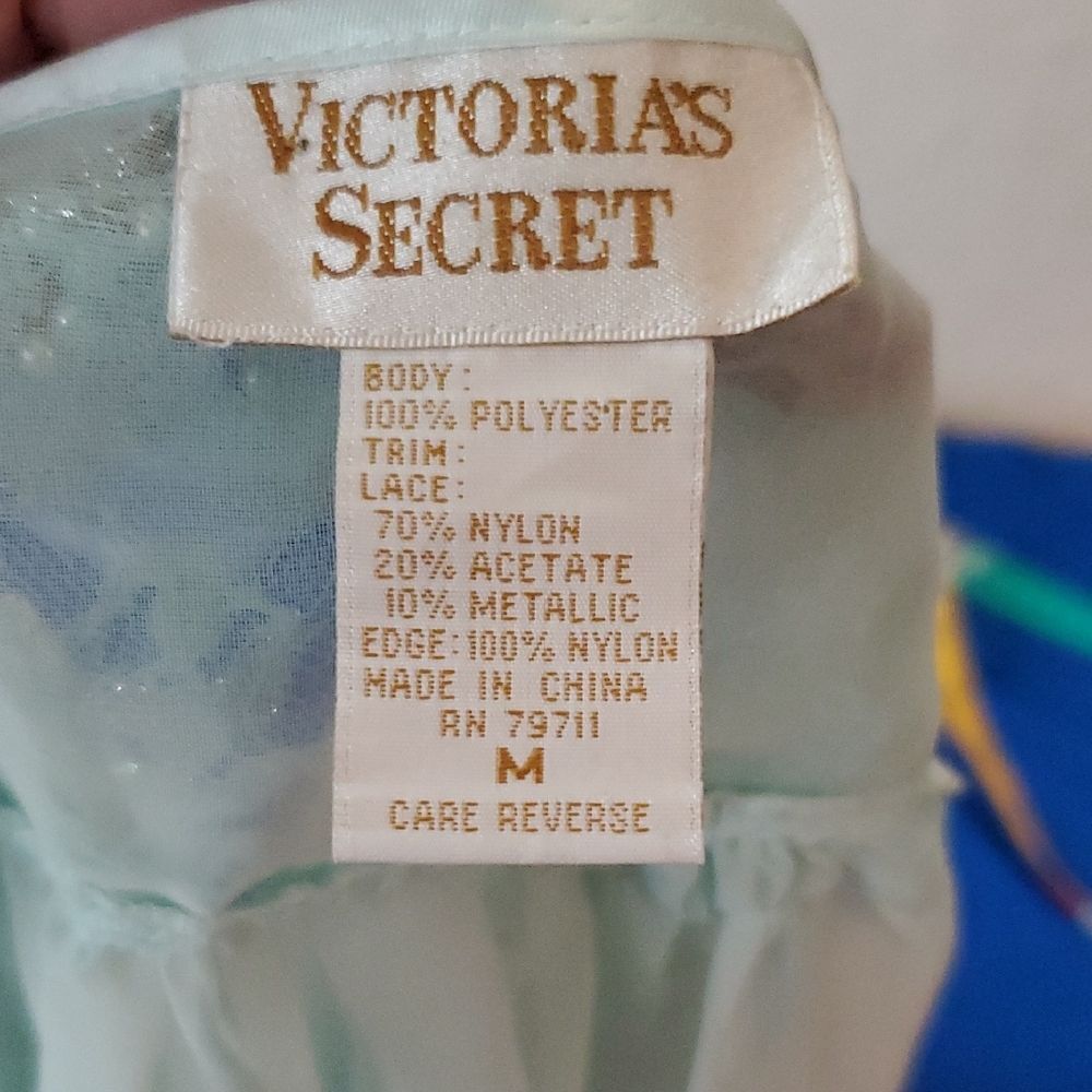 Vtg Victoria's Secret Gold Label Mint Teal Sheer Kimono Robe M Sequin Beaded - Picture 4 of 8